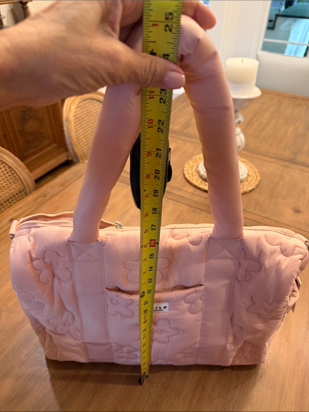 Wilo Quilted Floral Travel Tote in Light Pink - Picture 14 of 14